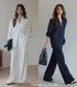 Women Casual Collar Down Lace Decor Shirt With Trouser